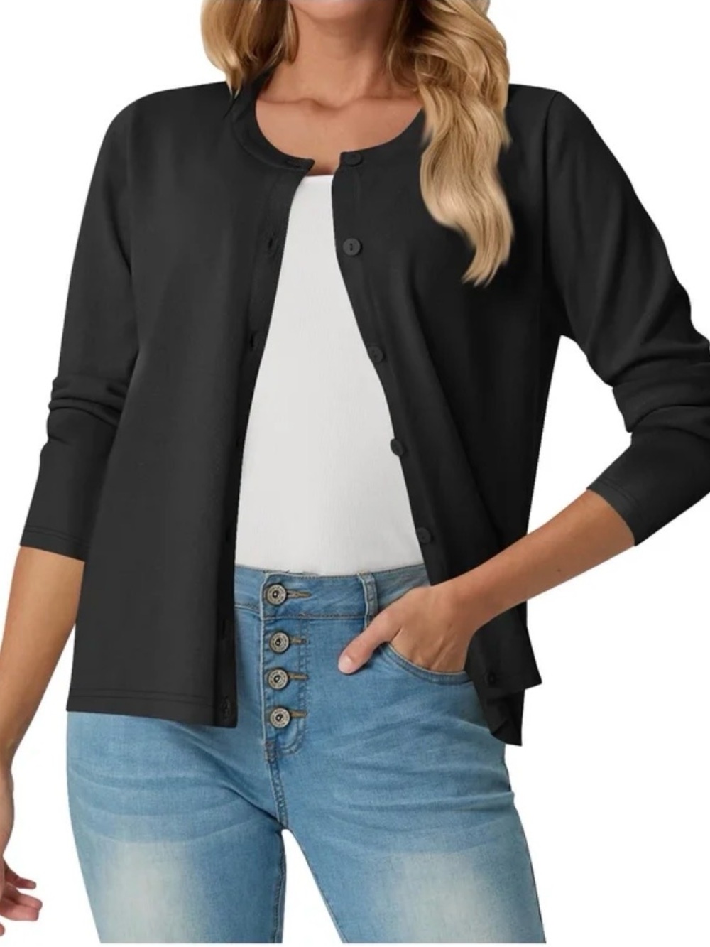 Black Button-Front Women's Cardigan Size Small